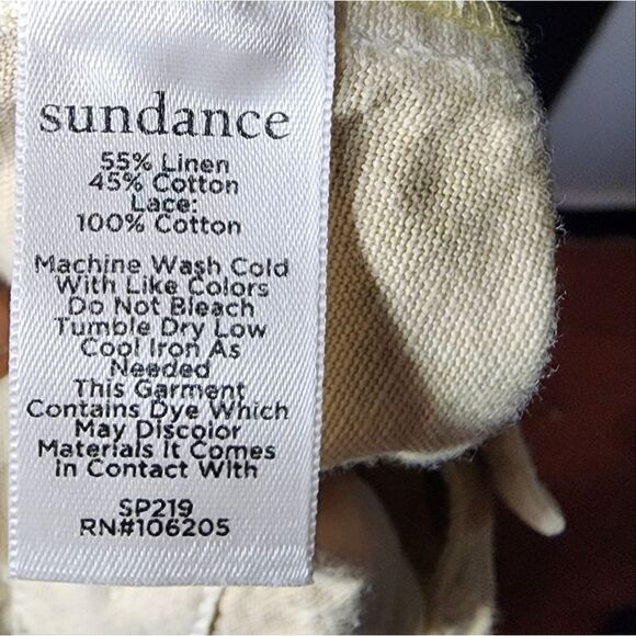 Sundance Sz. 4 New Linen Cotton Blend Organia Lace Pants in Sand Boho Lagenlook - Picture 16 of 16